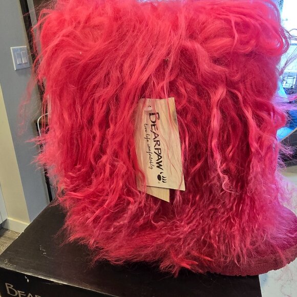Bearpaw Boetis II Real Lamb Fur Boots Size 7 Women's Electric Pink New in Box - Picture 5 of 15